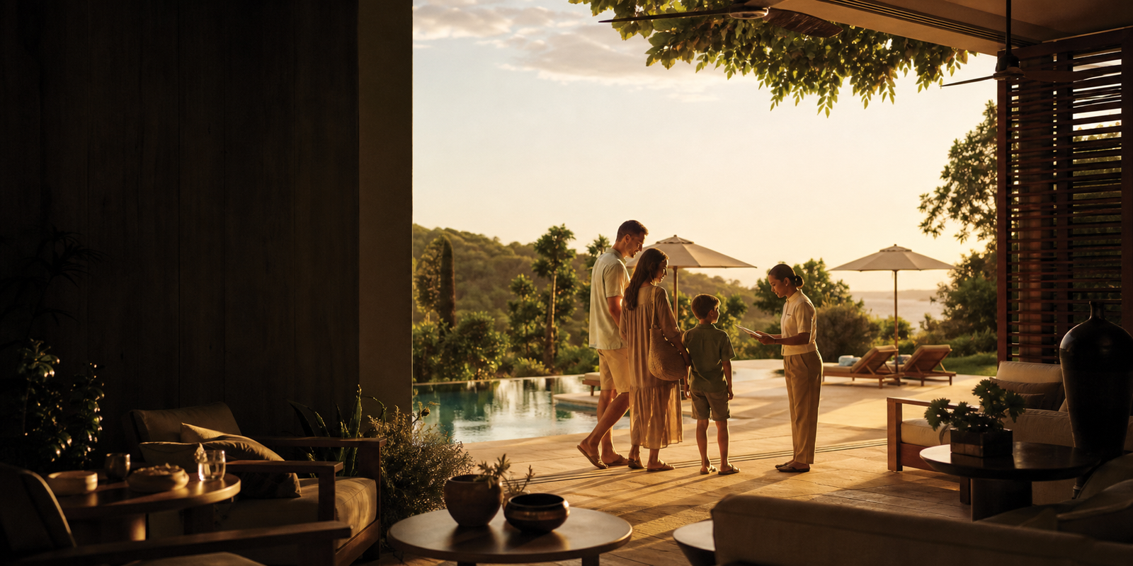 Accueil de vacanciers dans un resort premium